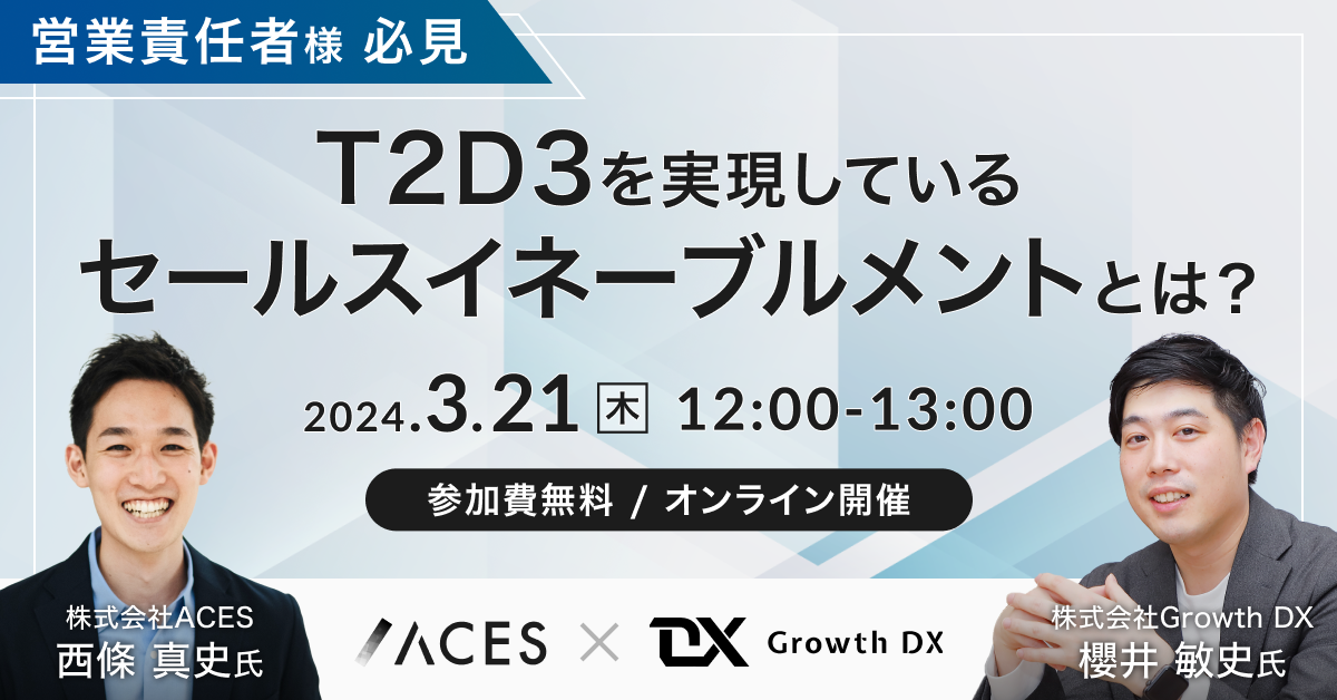 ＼BtoB営業責任者必見／T2D3を実現しているセールスイネーブルメントとは